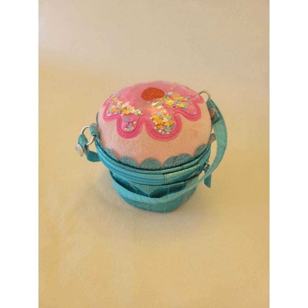 Claire's Club Girls Glitter Blue Cupcake Shoulder Bag Crossbody 5.5W x 4.5H x 4D - Picture 4 of 5